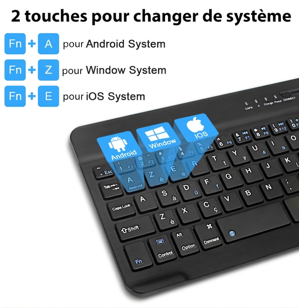 Clavier Azerty Bluetooth Windows-Apple-Android - Souris offerte