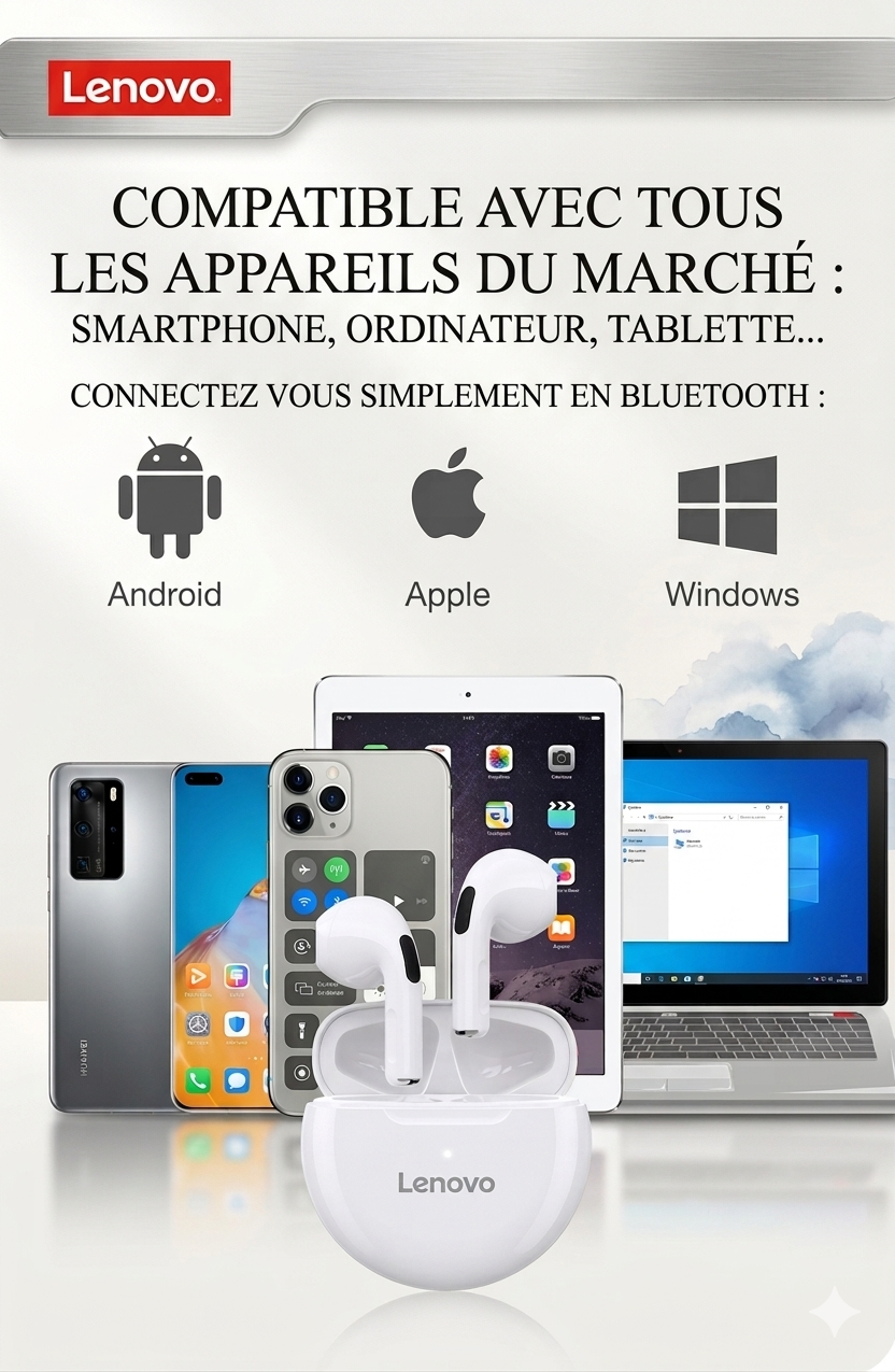 Ecouteurs sans fil Lenovo Harmonie