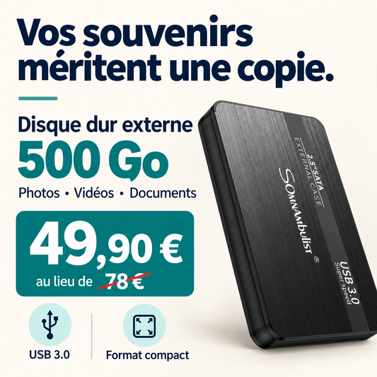 Disque dur externe 500 Gigas - Rapide et fiable