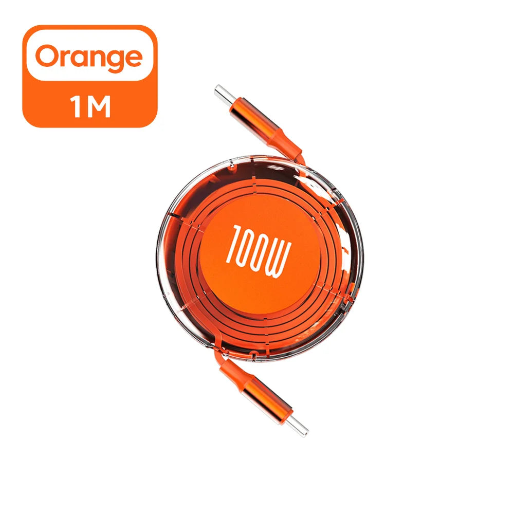 Câble de chargement rétractable 100W pour Android, Iphone15/16, MacBook, Laptop...