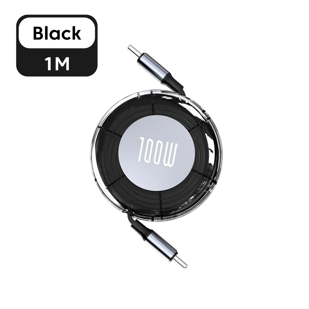 Câble de chargement rétractable 100W pour Android, Iphone15/16, MacBook, Laptop...