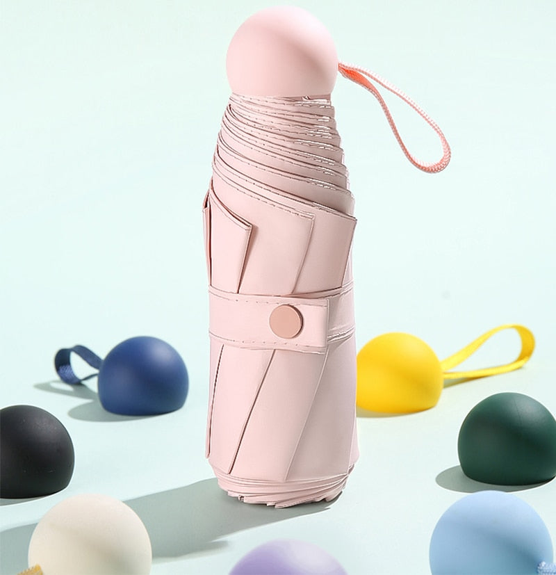 Parapluie compact avec capsule de transport (imperméable et protection UV 50+)