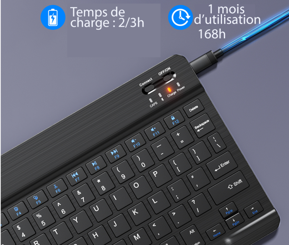 Clavier Azerty Bluetooth Windows-Apple-Android - Souris offerte