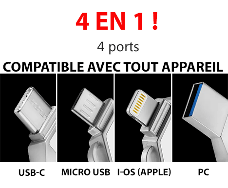 Clé USB 3.0 universelle / compatible tout appareil (Apple, Android, Usb-C, PC)