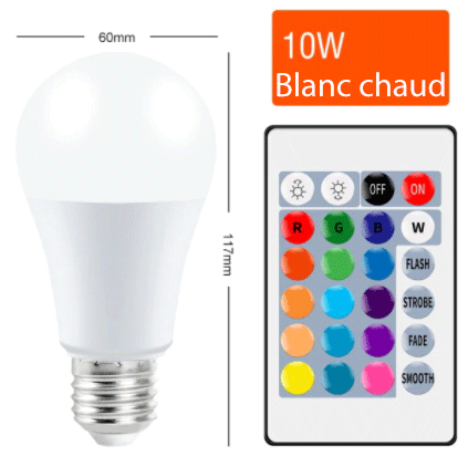 Ampoule intelligente E27 avec télécommande