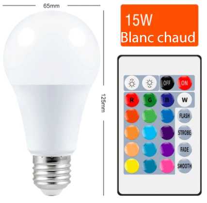 Ampoule intelligente E27 avec télécommande