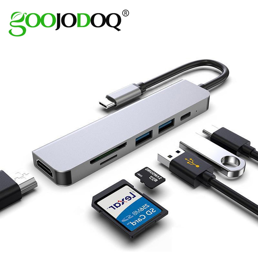 Adaptateur 6 en 1 USB C : USB 3.0-HDMI-Carte mémoires