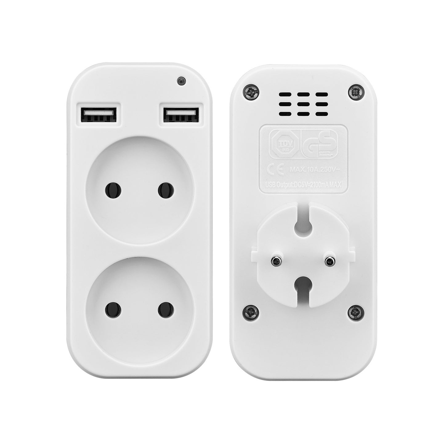 Double prise murale avec deux ports USB