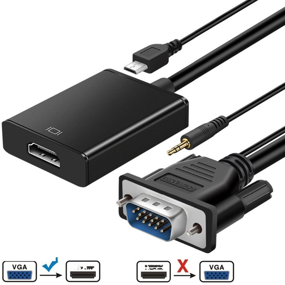 Convertisseur VGA vers HDMI-compatible 1080P HD