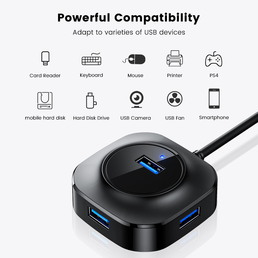Hub 4 Ports USB - Mini format transparent