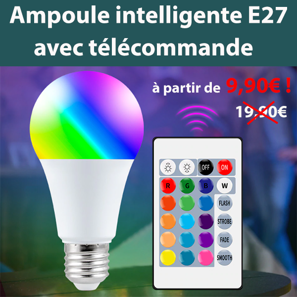 Ampoule intelligente E27 avec télécommande