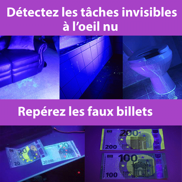 Lampe rayons ultraviolets - Détection tâches et faux billets