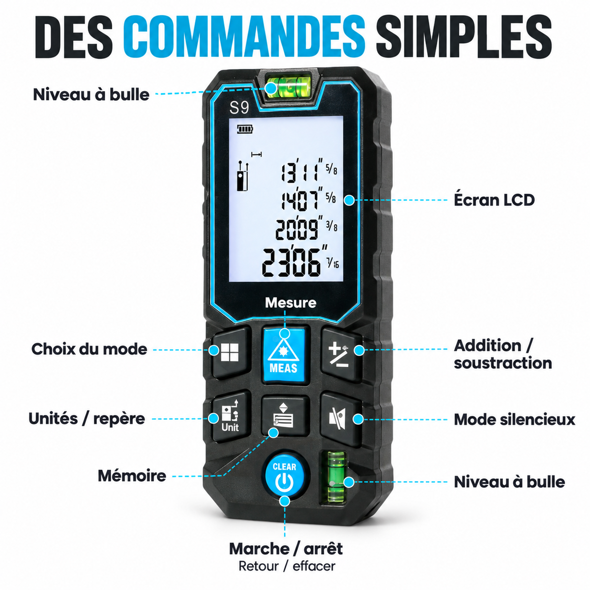 Télémètre laser de précision – 70 mètres