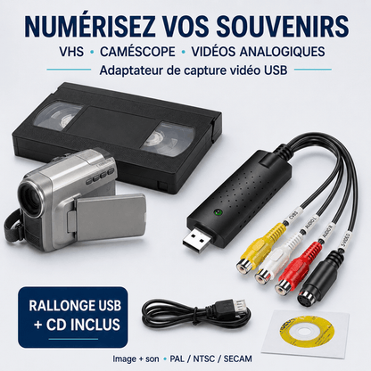 Numérisez vos cassettes VHS - Adaptateur de capture vidéo USB