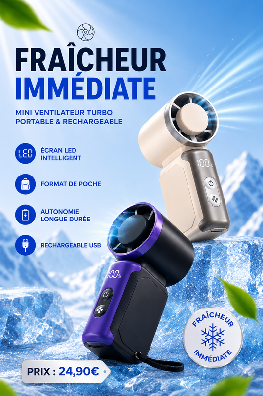 Fraîcheur immédiate : Ventilateur Portable Rechargeable