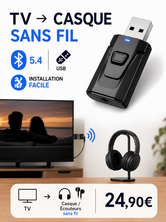 Adaptateur Bluetooth TV pour Casque & Écouteurs Sans Fil