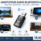 Adaptateur audio Bluetooth 5.4 USB  pour TV, PC, casque, chaîne Hi-Fi et voiture