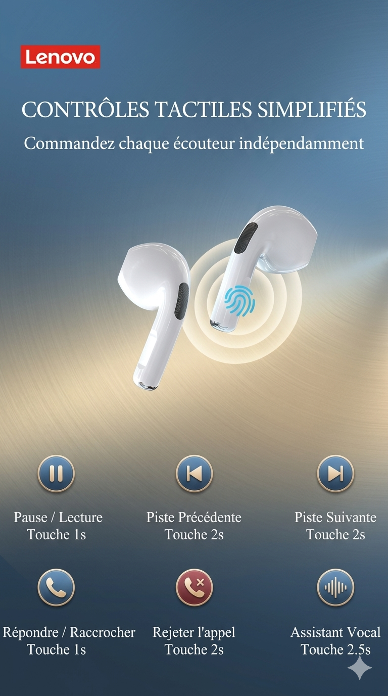 Ecouteurs sans fil Lenovo Harmonie