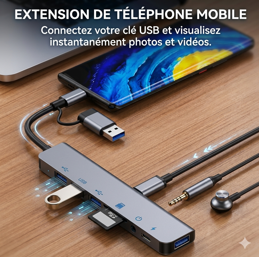 Station USB Complète 8 en 1