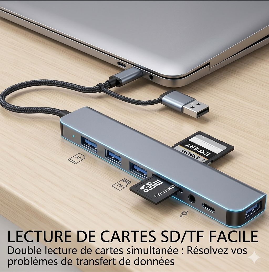 Station USB Complète 8 en 1
