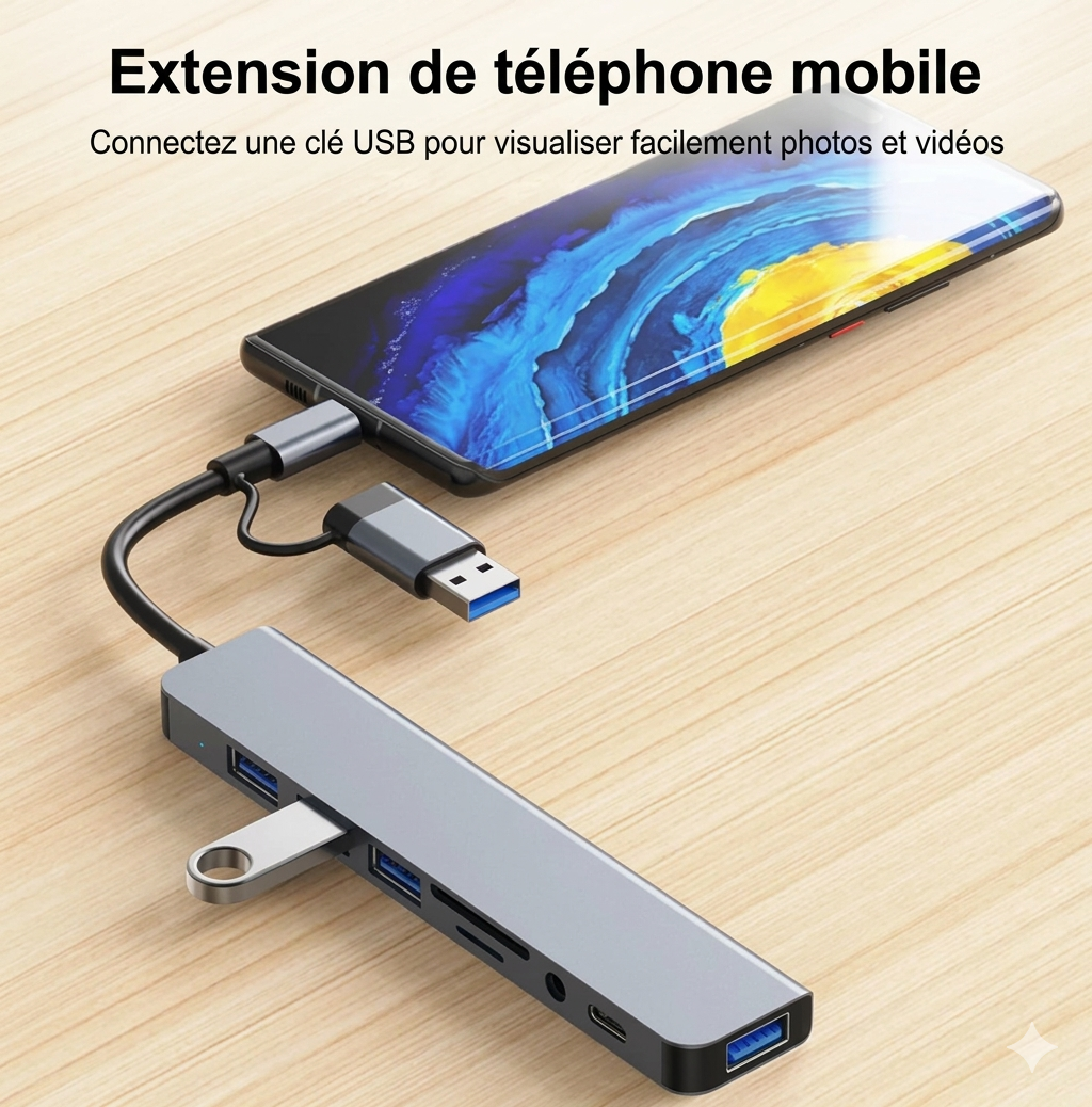 Station USB Complète 8 en 1