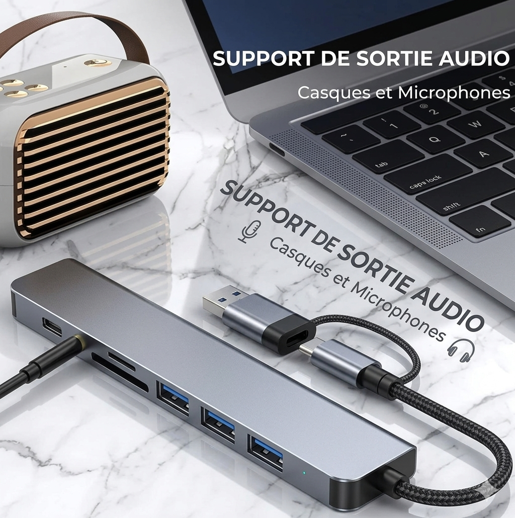 Station USB Complète 8 en 1