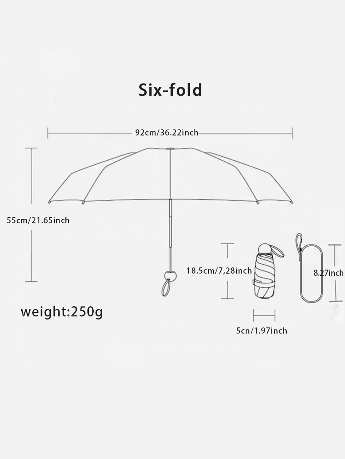 Parapluie compact avec capsule de transport (imperméable et protection UV 50+)