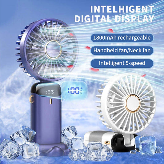 Ventilateur de Poche 5 Vitesses – Écran LED