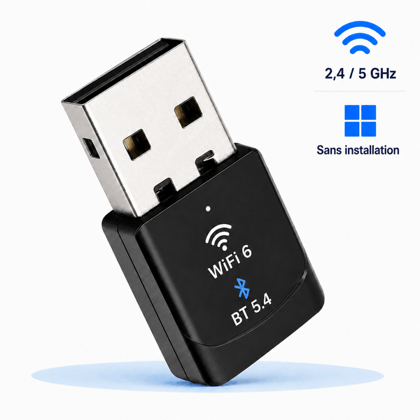 Adaptateur USB WiFi 6 + Bluetooth 5.4 - Sans installation