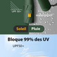 Parapluie compact avec capsule de transport (imperméable et protection UV 50+)