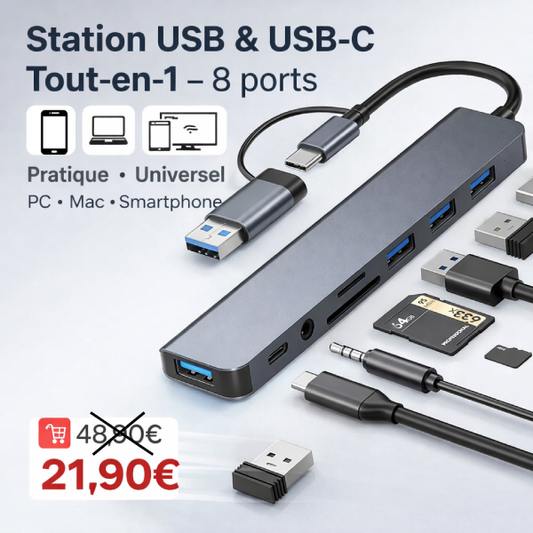 Station USB Complète 8 en 1