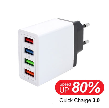 CHARGEUR SECTEUR 4 PORTS USB - ULTRA RAPIDE ET SÉCURISÉ