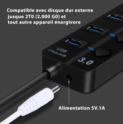 Hub USB 3.0 intelligent avec alimentation - contrôle de charge