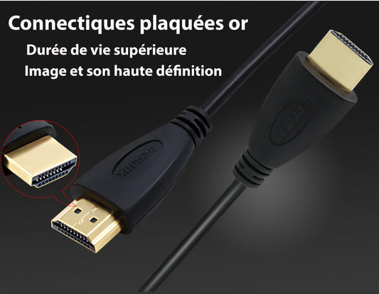 Câble HDMI 50cm à 5m - Connectique plaqué or